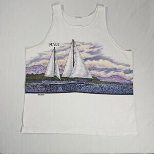Vintage 1988 Sailboat 2 Sided Tank Top San Segal Sportswear T Shirt